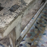 Ancient workbench in raw wood