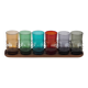 Mid-century rainbow glass set: 6 Finnish style glasses, by Kaj Franck & Lasi.