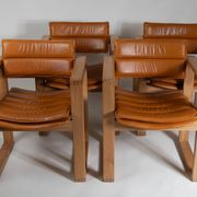 Cubic Pinewood & Leather Armchair by Ate van Apeldoorn for Houtwerk Hattem,