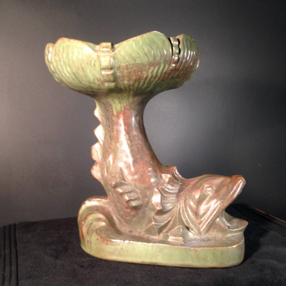 Art Deco fish fruit bowl, Roger Guérin, Bouffioulx stoneware 1925