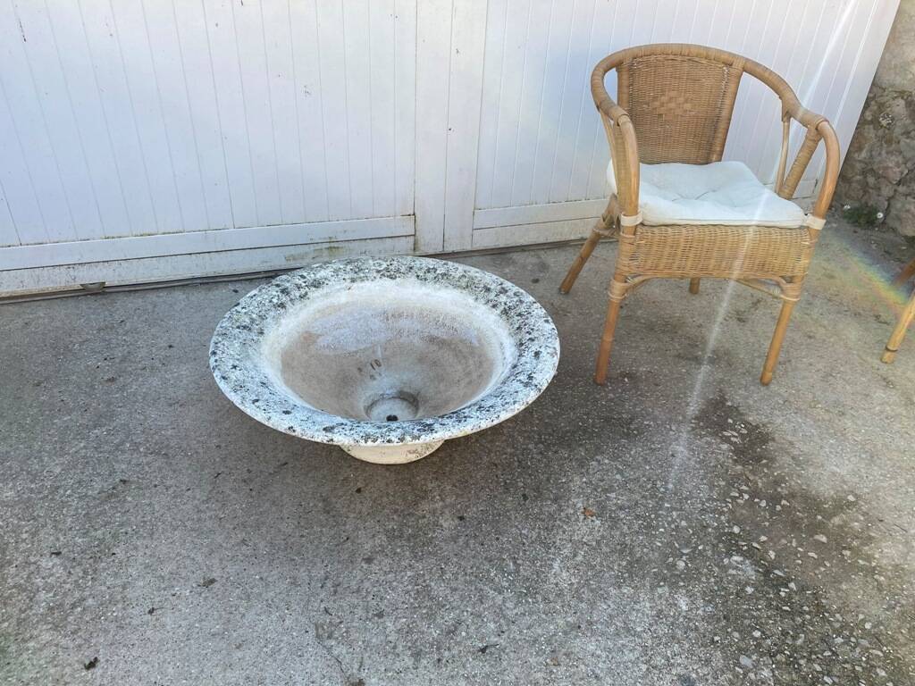 Vintage 1950s concrete stone composite planter bowl