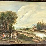 Peinture huile sur toile paysage style xviiie siecle italie