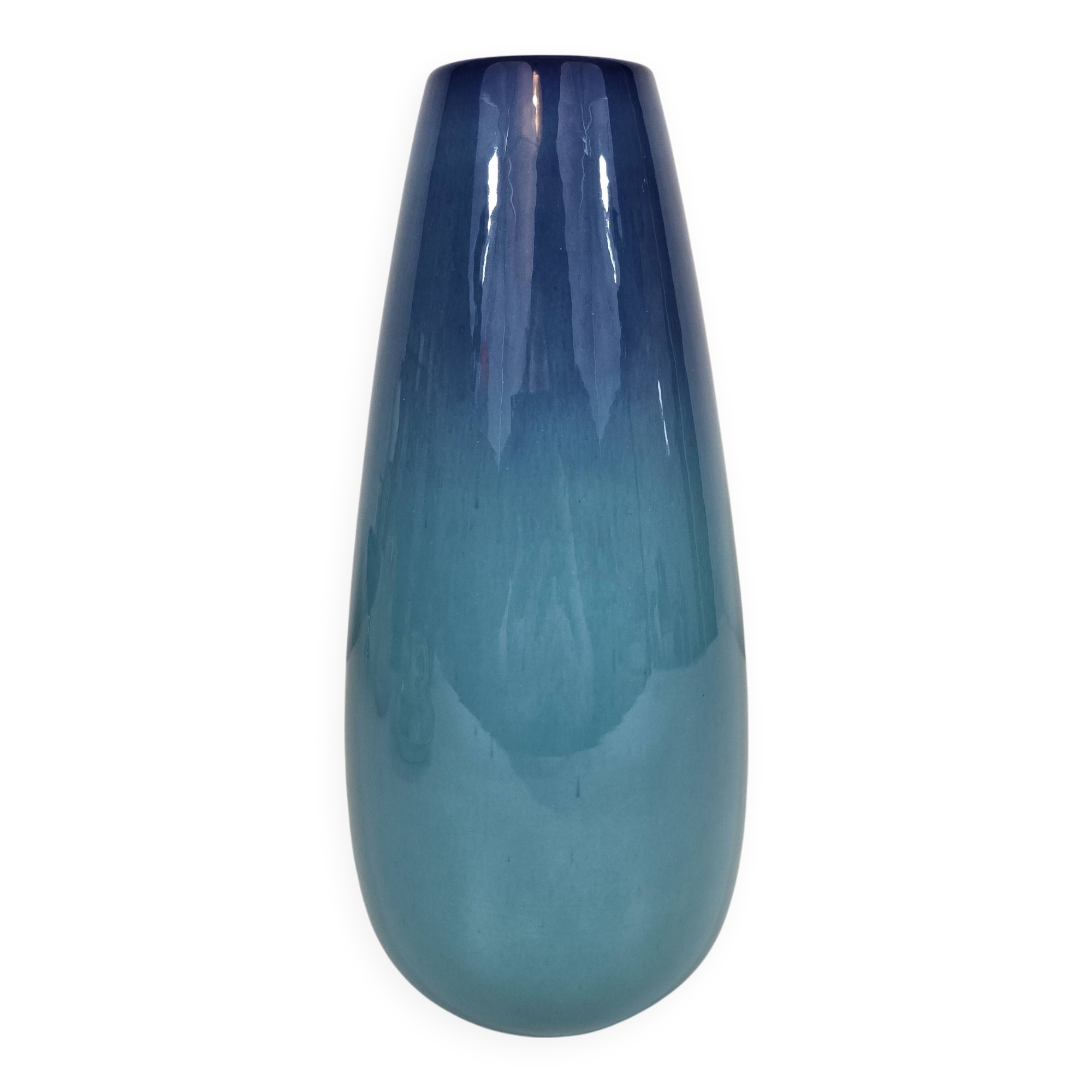 Blue gradient ceramic vase by Gabriel Musarra – Vallauris, 1970