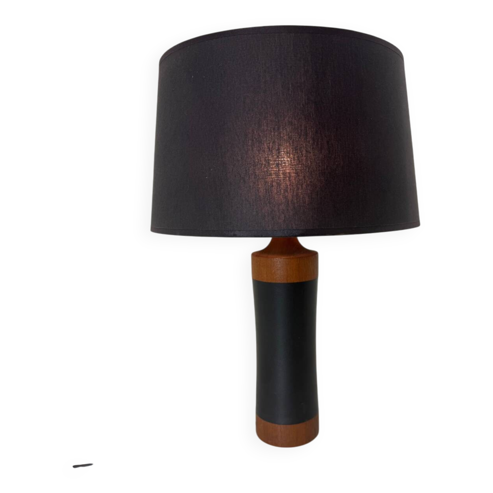 Lampe de table scandinave danoise du milieu du siècle en teck et cuir, années 1950