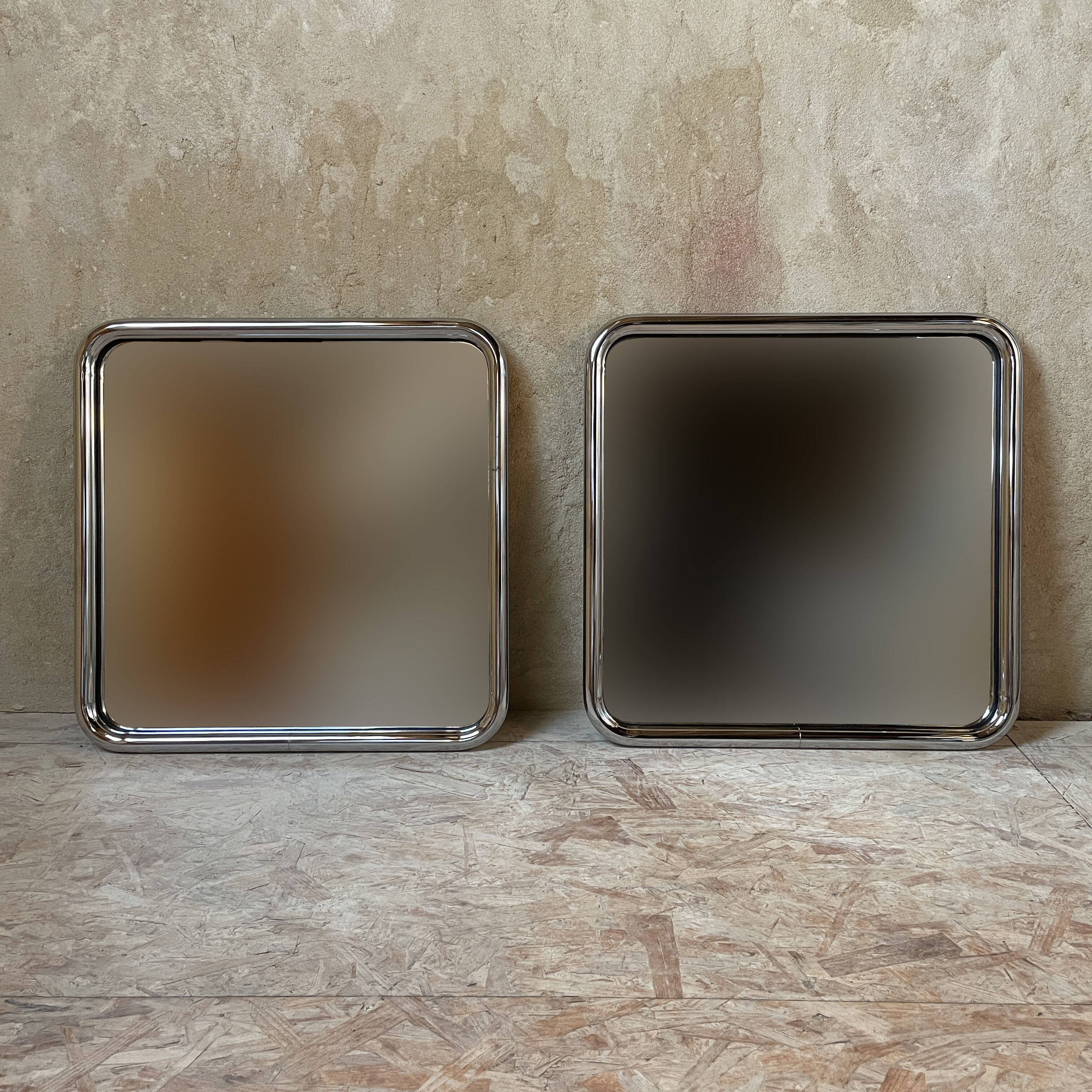 Pair of chrome tube mirrors