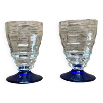 Blue stemmed glass