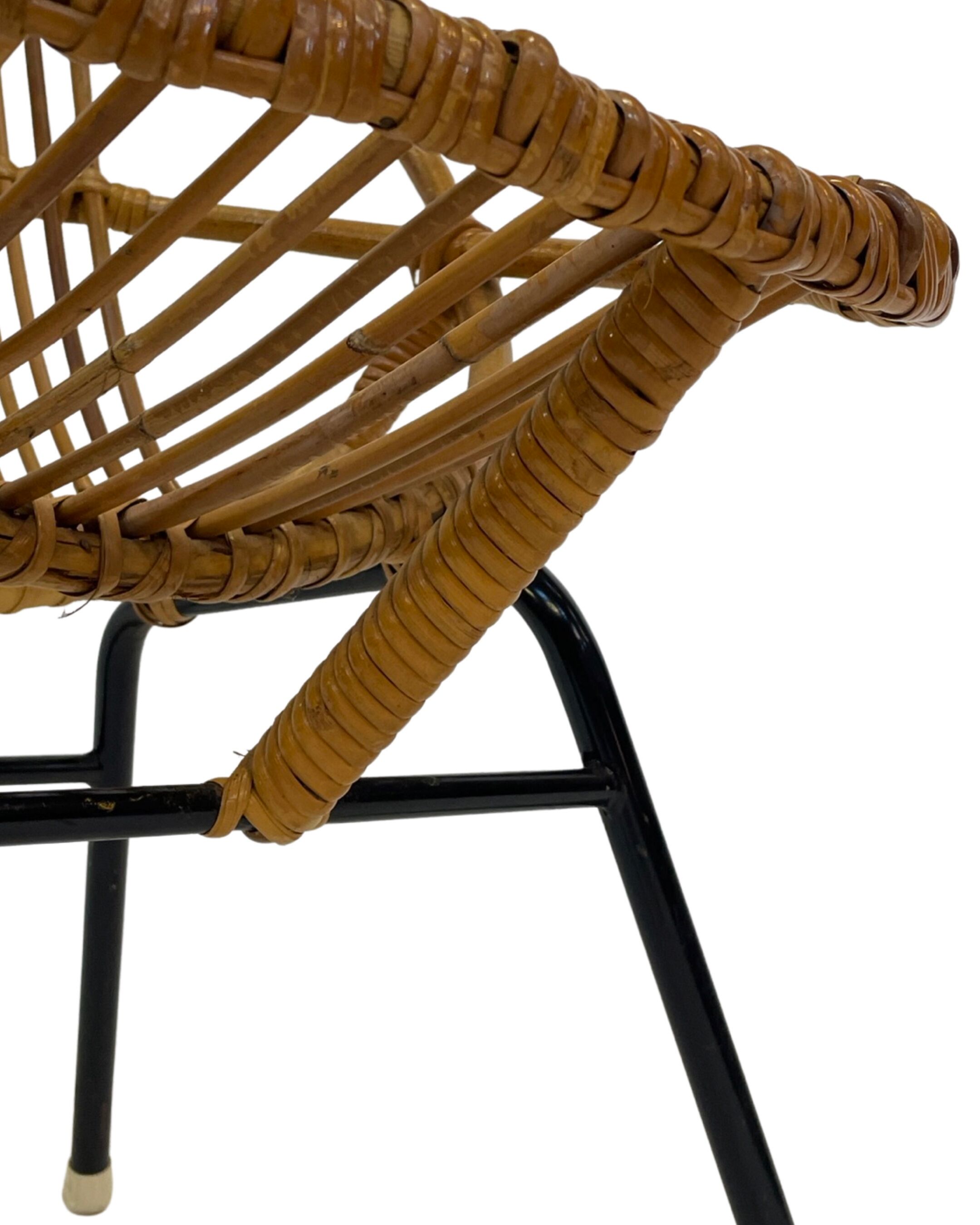 Vintage rattan chair by Dirk van Sliedregt Rohe Noordwolde 1960 in the Netherlands