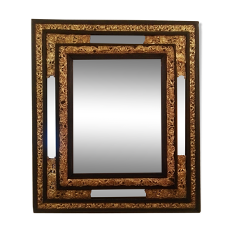 Miroir à parcloses époque Napoléon III style Louis XIII -  70x50cm