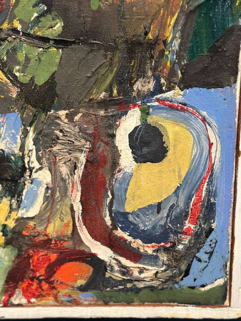 Original Swedish Oil on Canvas – “Abstract Composition” by Valter Gibson – Dated 1965 – Vintage & Framed