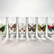 Set of 6 vintage glasses with butterfly decoration – 70s/80s