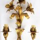 Appliques fleurs dorées en métal 1960 en paire