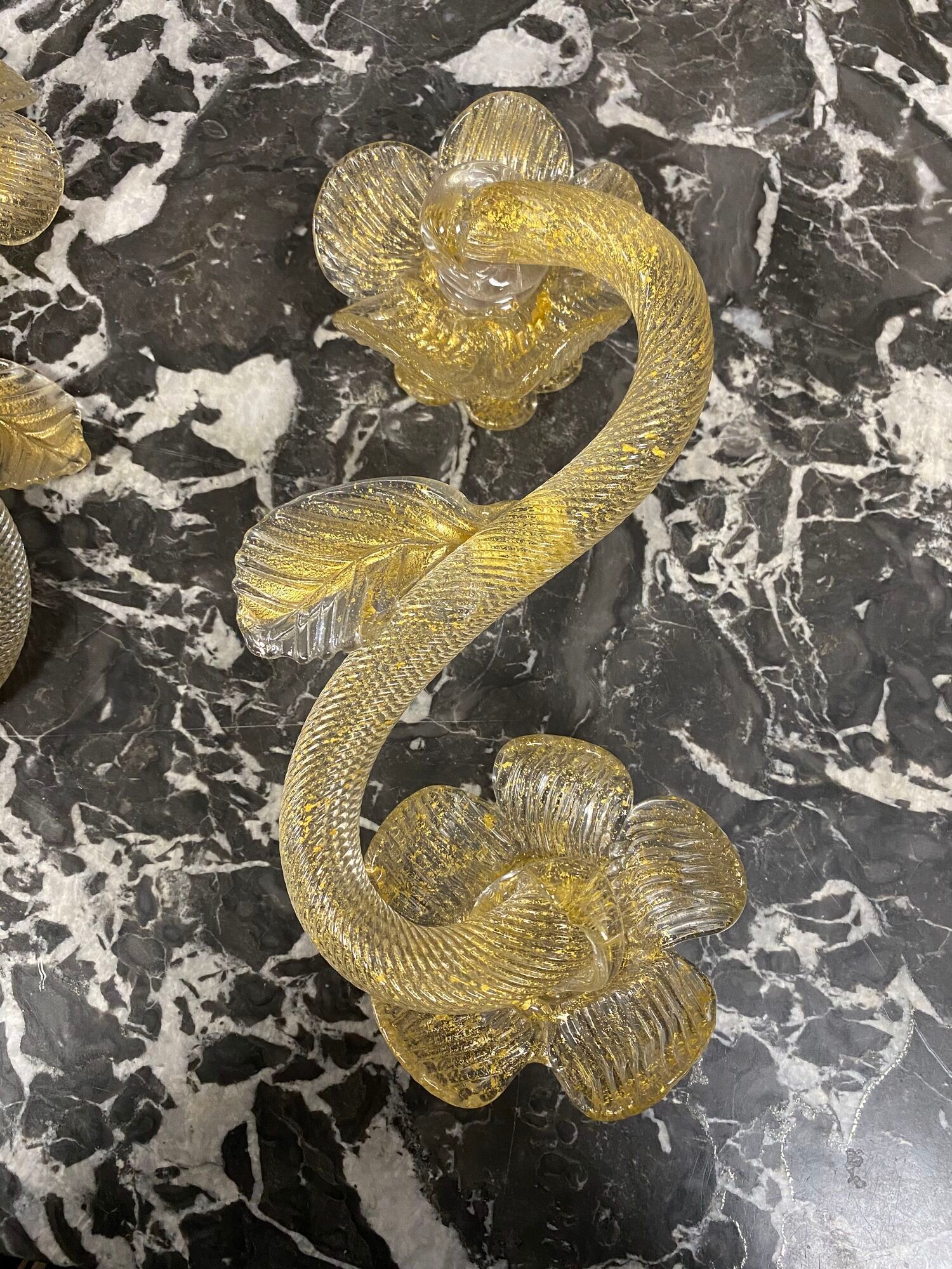 Pair of glass table candle holders circa 1960-1970