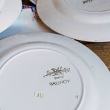 Neuf assiettes à dessert faïence de Sarreguemines service Brunoy années 40