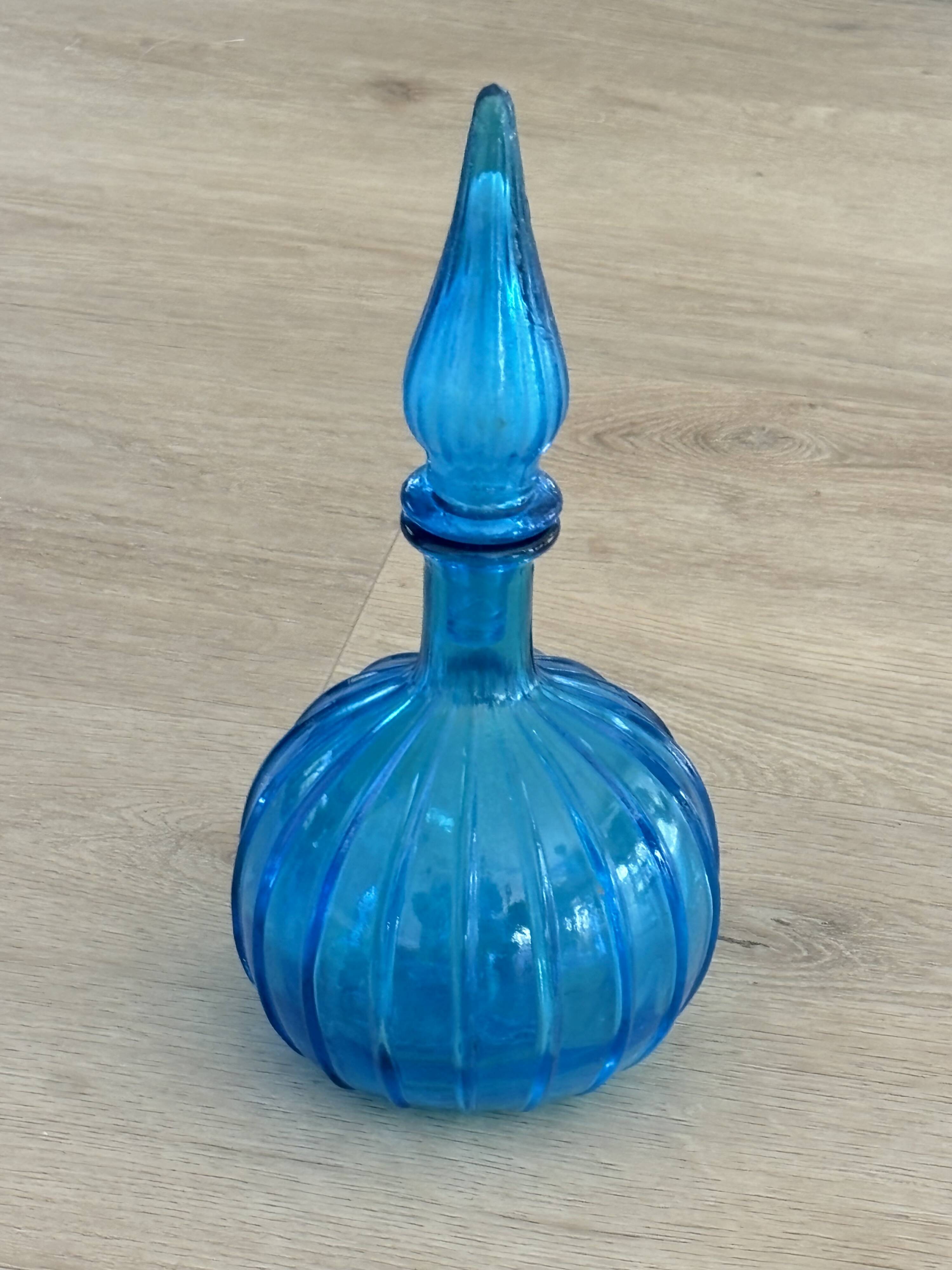 Vintage Empoli Glass Decanter with Stopper, Italy, 1960s