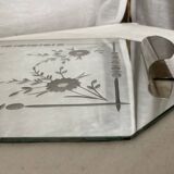 Vintage 1950s Venetian mirror and silver-plated metal tray
