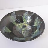 Coupe en céramique flammé noir et vert