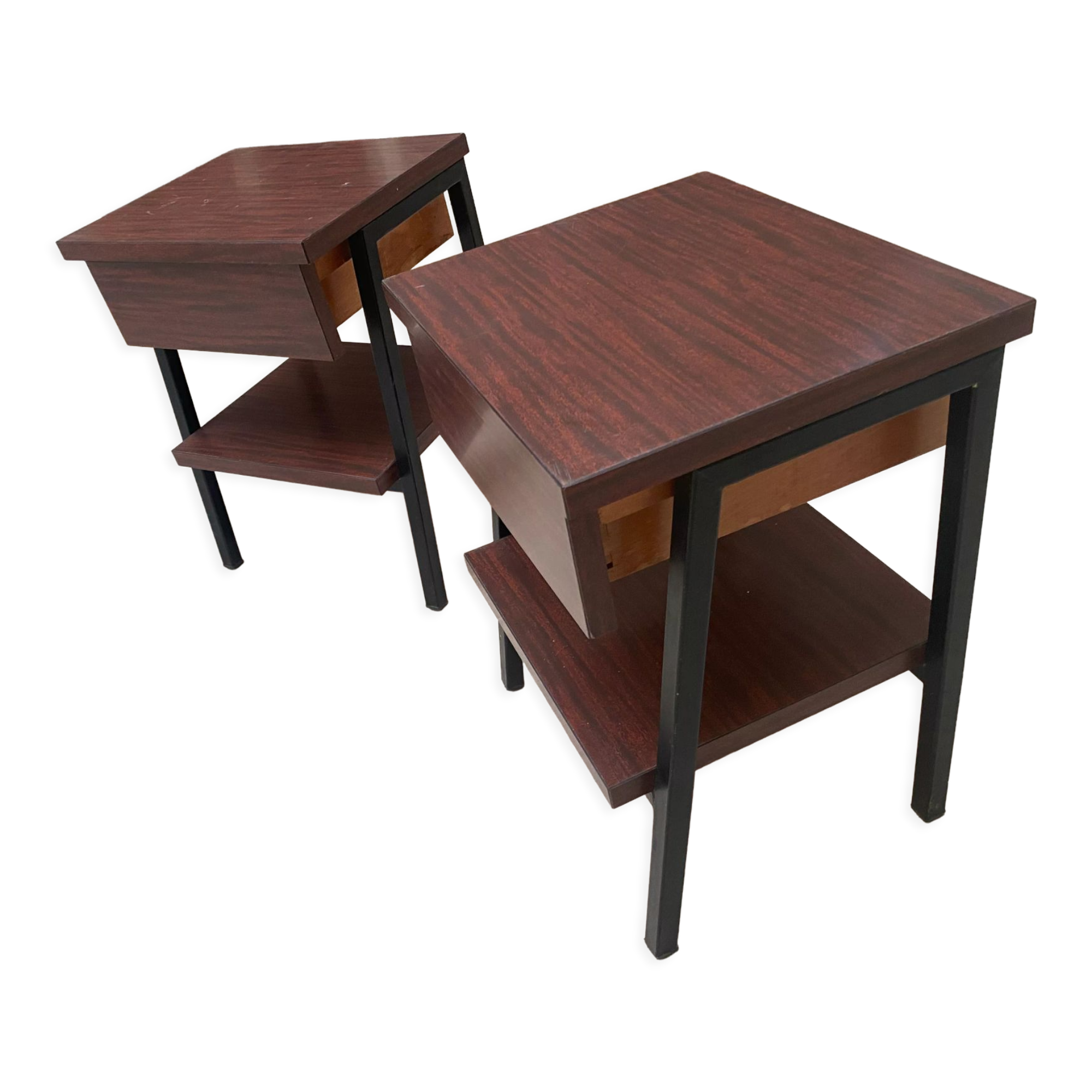 Pair bedside tables feet vintage compass