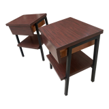 Pair bedside tables feet vintage compass