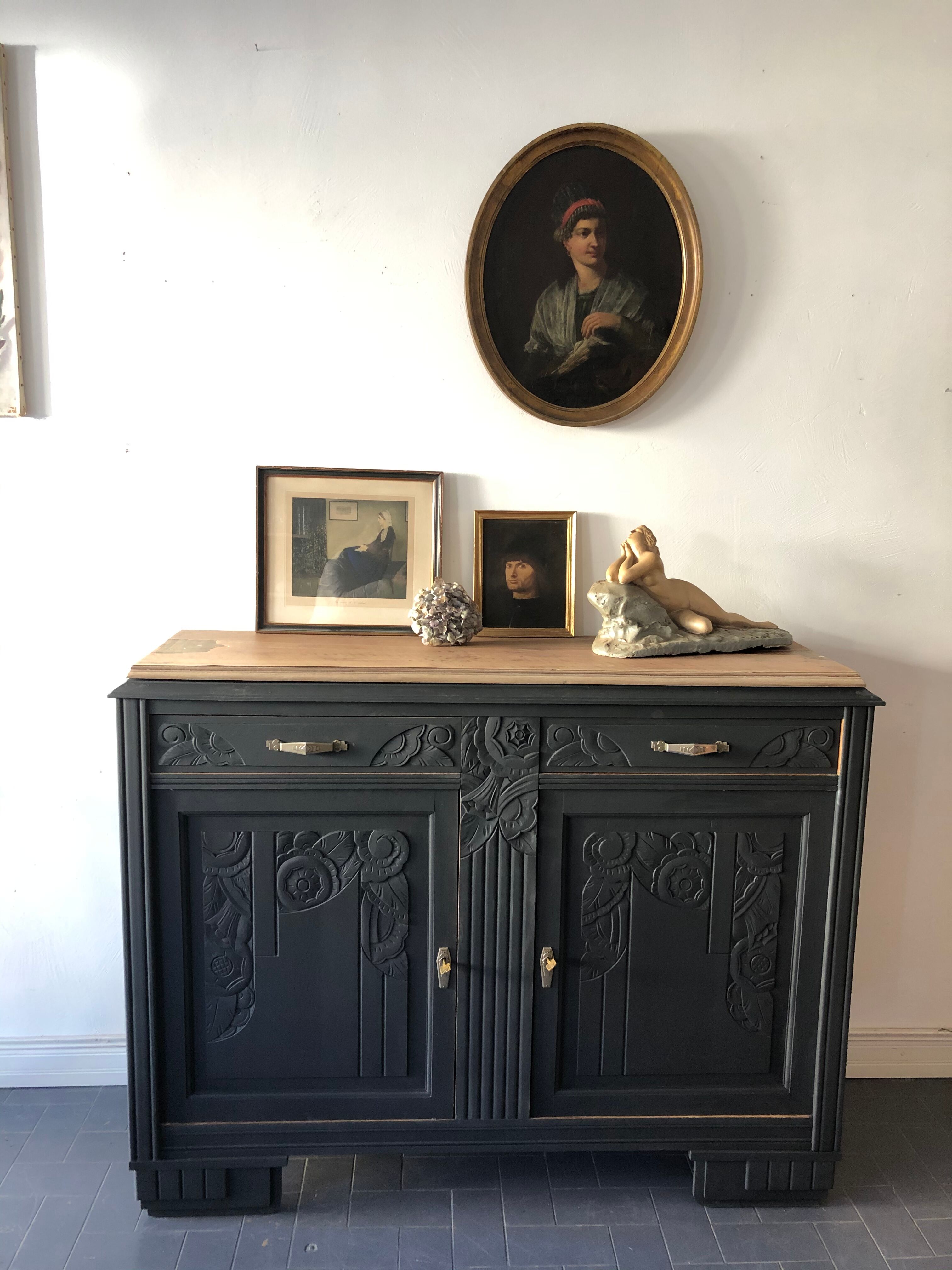 Portrait depicting Le Condottière, oil painting on wood.
