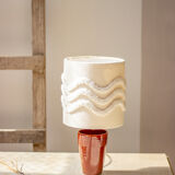 Earthenware pot lamp and lampshade with punch needle wave pattern