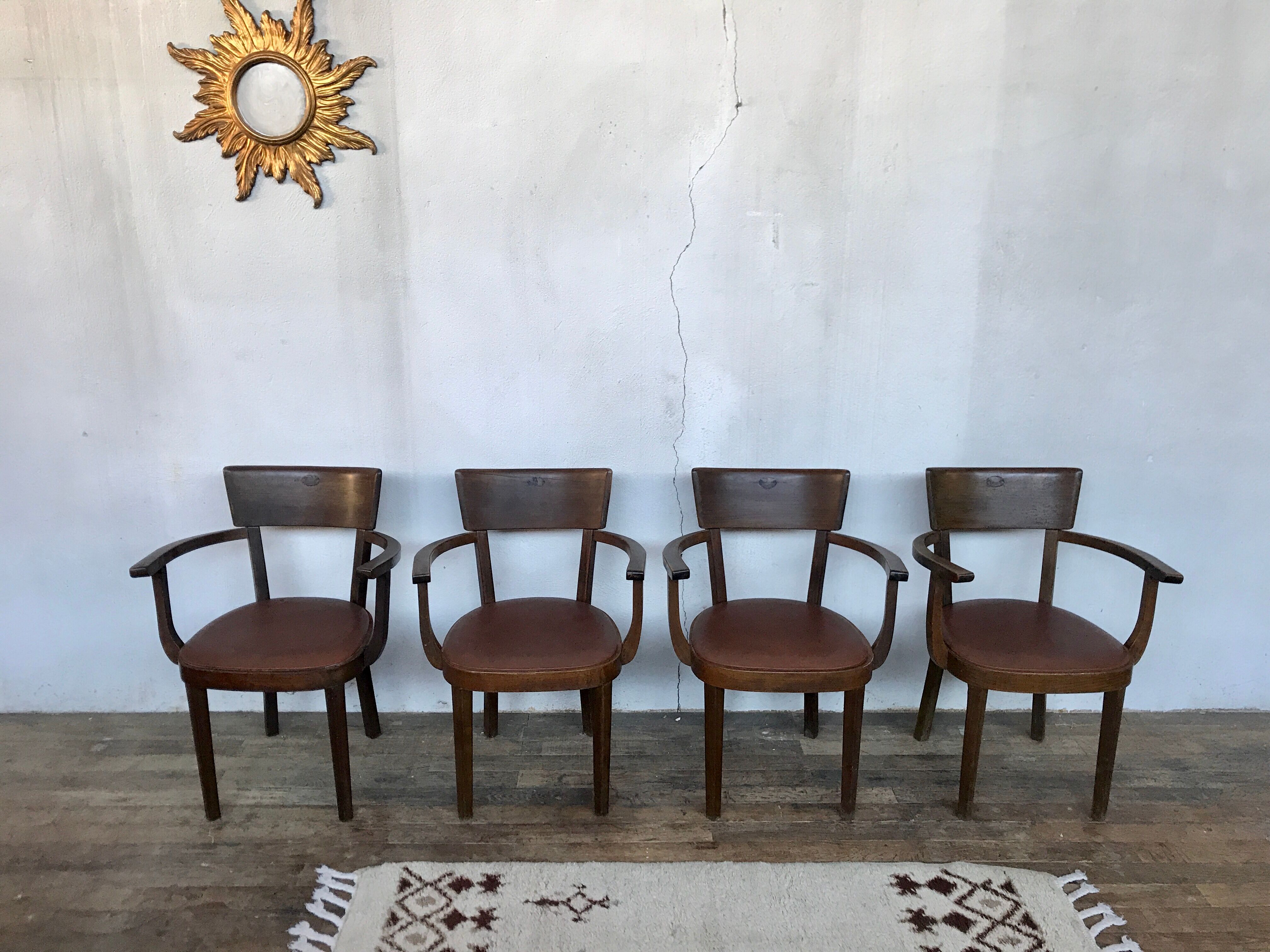 Series of 4 Baumann chairs 1950