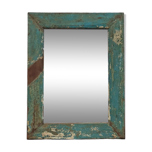 Miroir ancien bleu, 89x67 cm