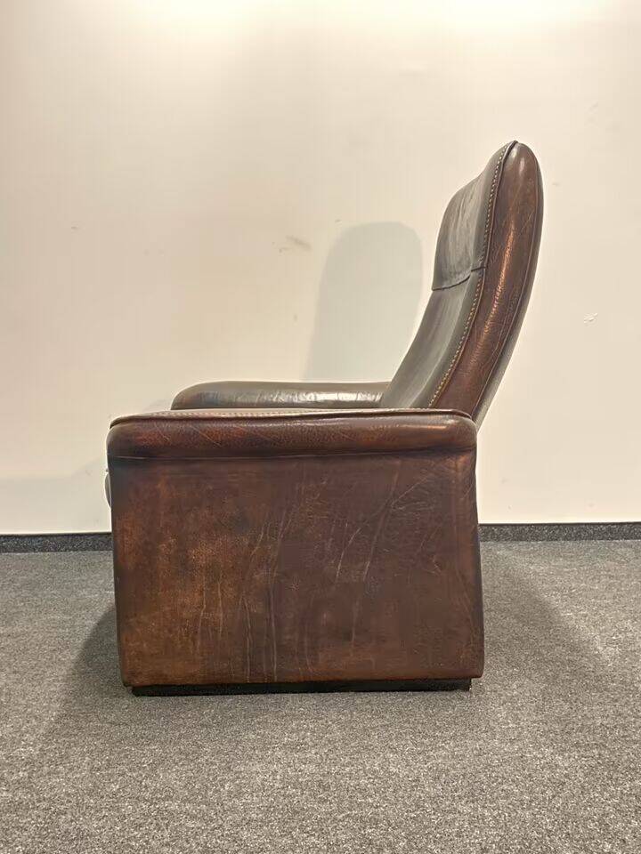 Vintage Brown Leather De Sede Ds 50 leather arm chair from 1970's