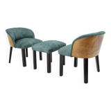 Paire de chaises avec tabouret des années 1940, Italie