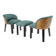 1940s Pair of Chairs with Stool, Italy