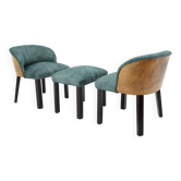 1940s Pair of Chairs with Stool, Italy