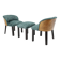 1940s Pair of Chairs with Stool, Italy