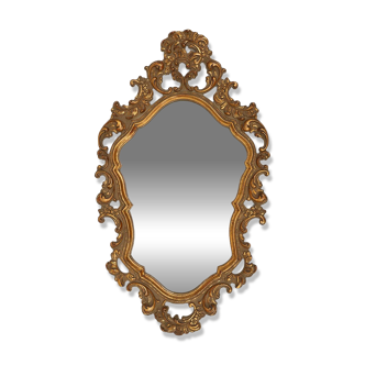 Belgian Baroque Gold Framed Oval Mirror, 1950s