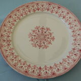 Flat plate in faience pink decoration