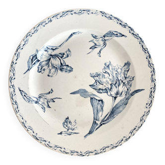 Round ironstone dish Luneville K&G tulip motif