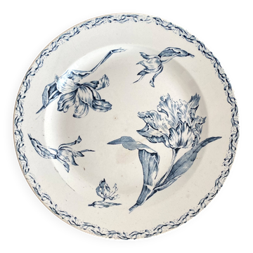 Round ironstone dish Luneville K&G tulip motif