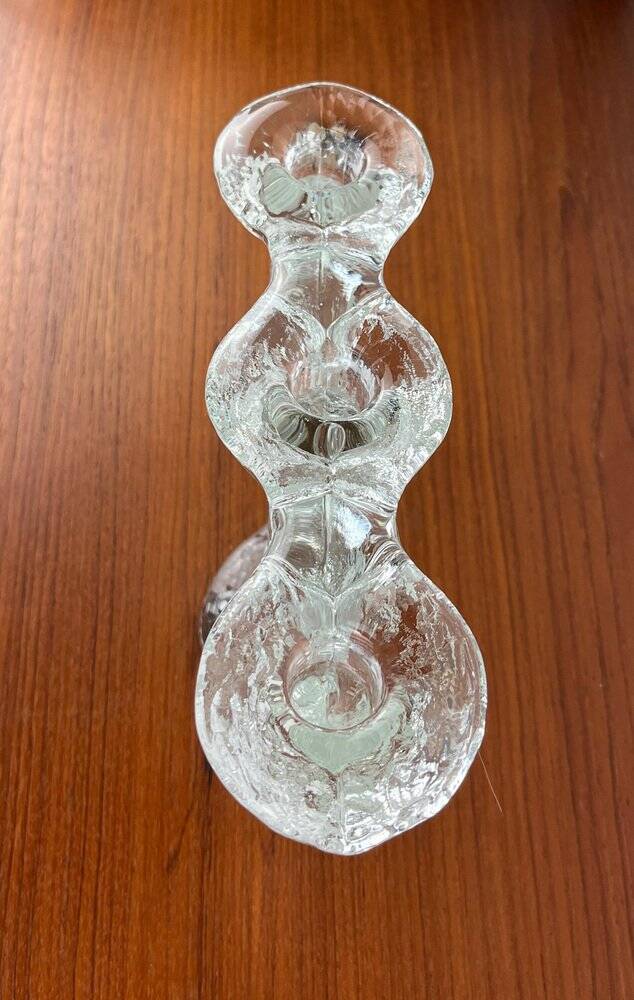 Vintage Swedish glass candlestick from Pukeberg, 1970s