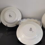 6 assiettes creuses faïence Saint Amand et Hamage blanc/bleu