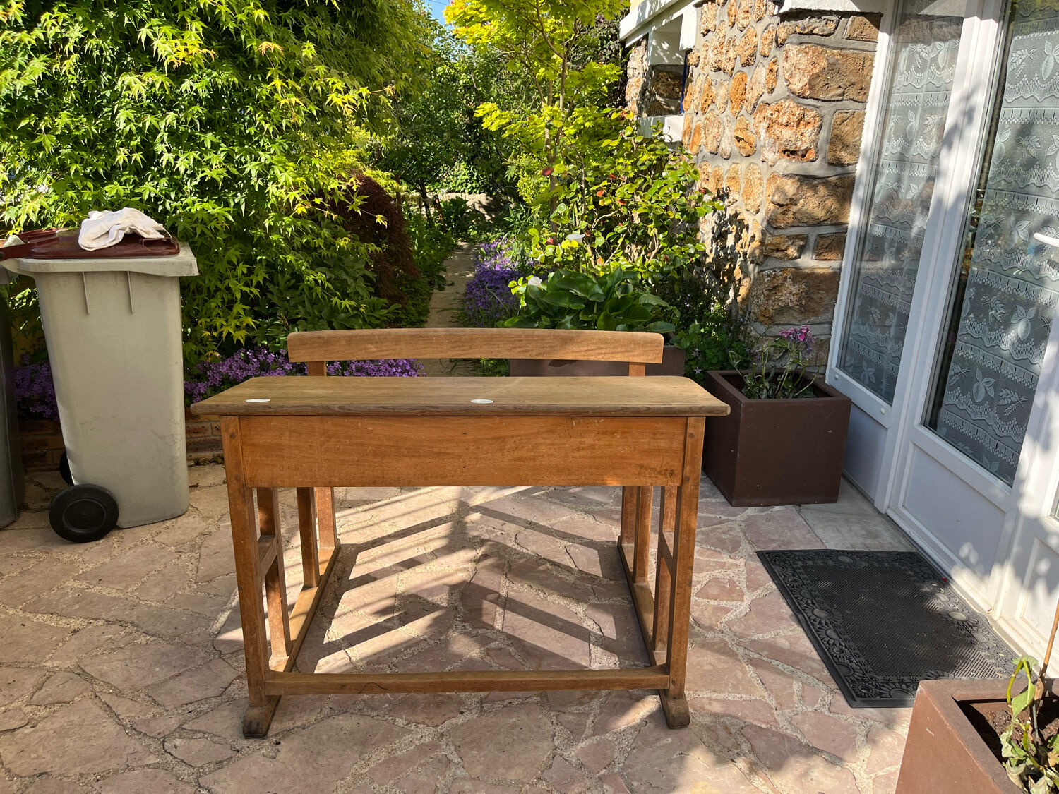 Old wooden schoolboy desk