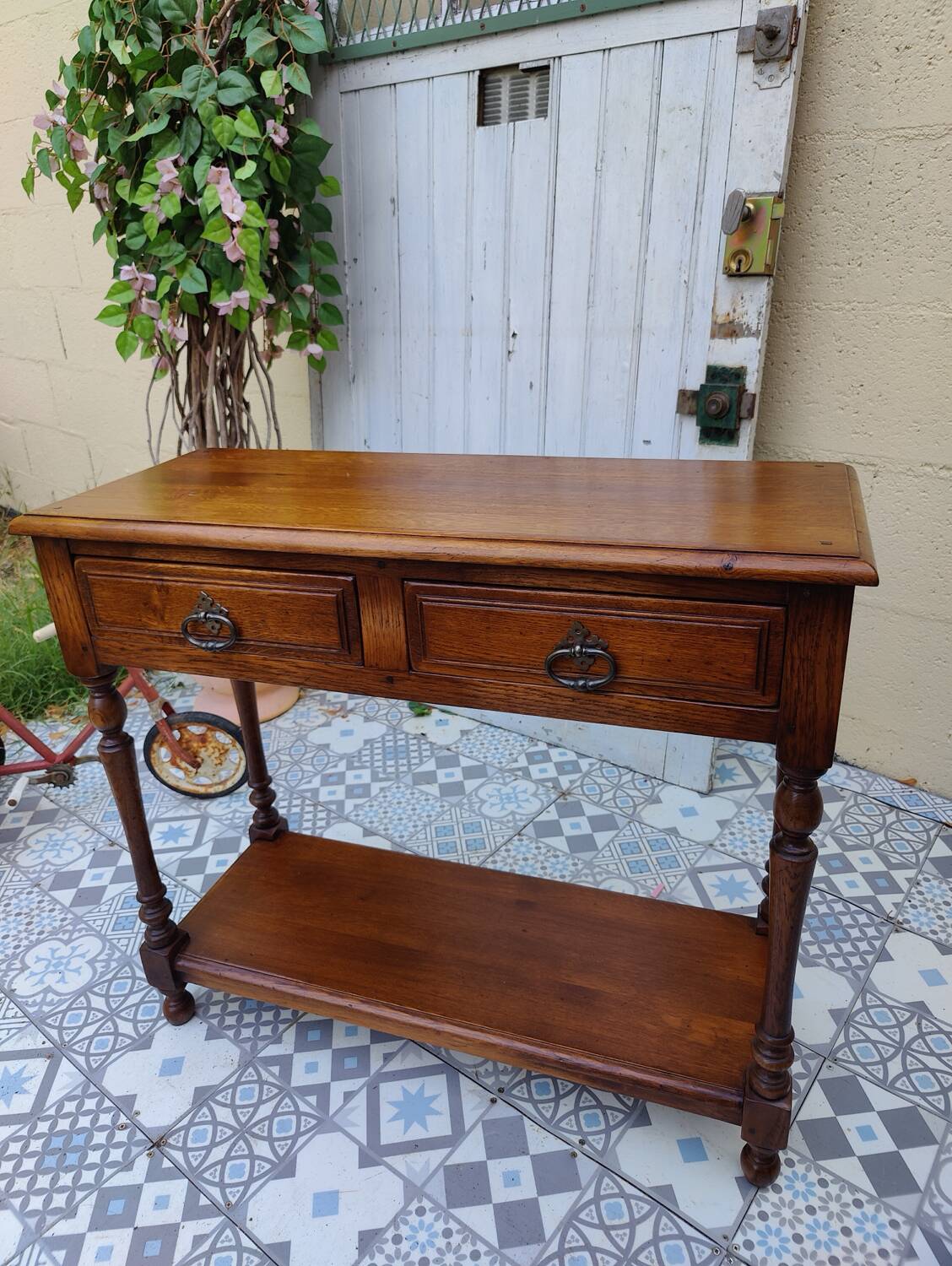 Console vintage bois massif