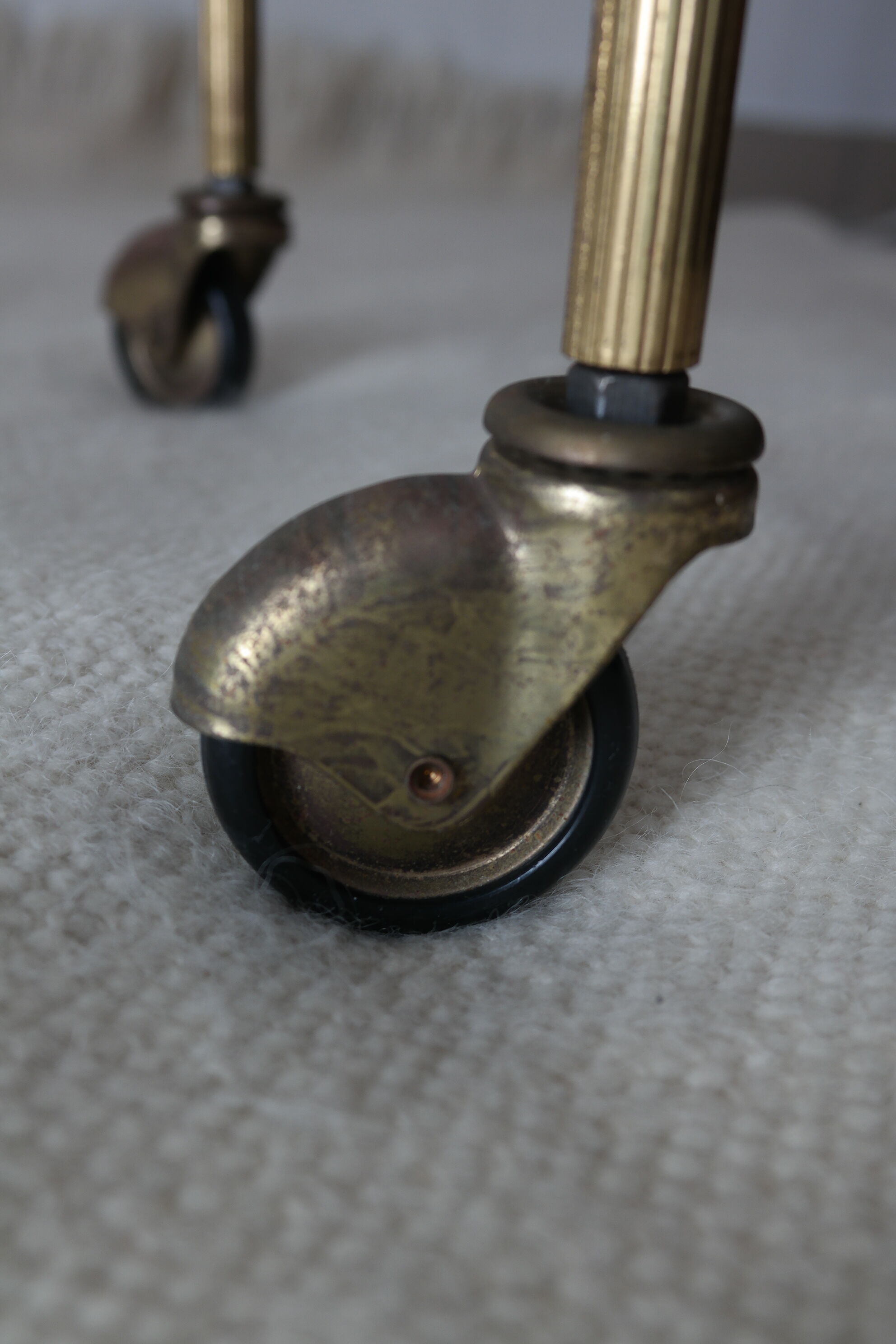 Pair of round old brass glass desserts