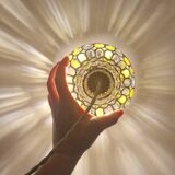 Vintage globe pendant light with stained glass effect