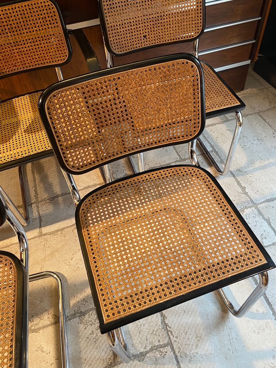 Set of 4 chairs B32 and 2 armchairs B64 Cesca by Marcel Breuer Italian Edition 1980