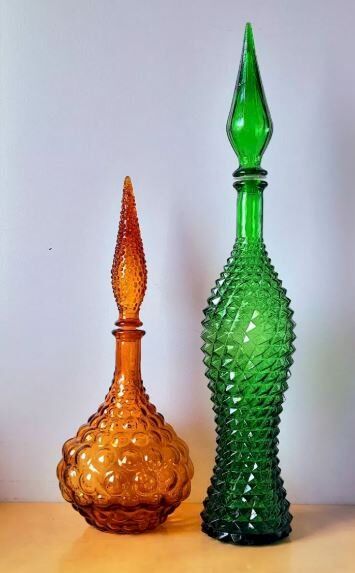 Italian glass bottles Empoli 1970