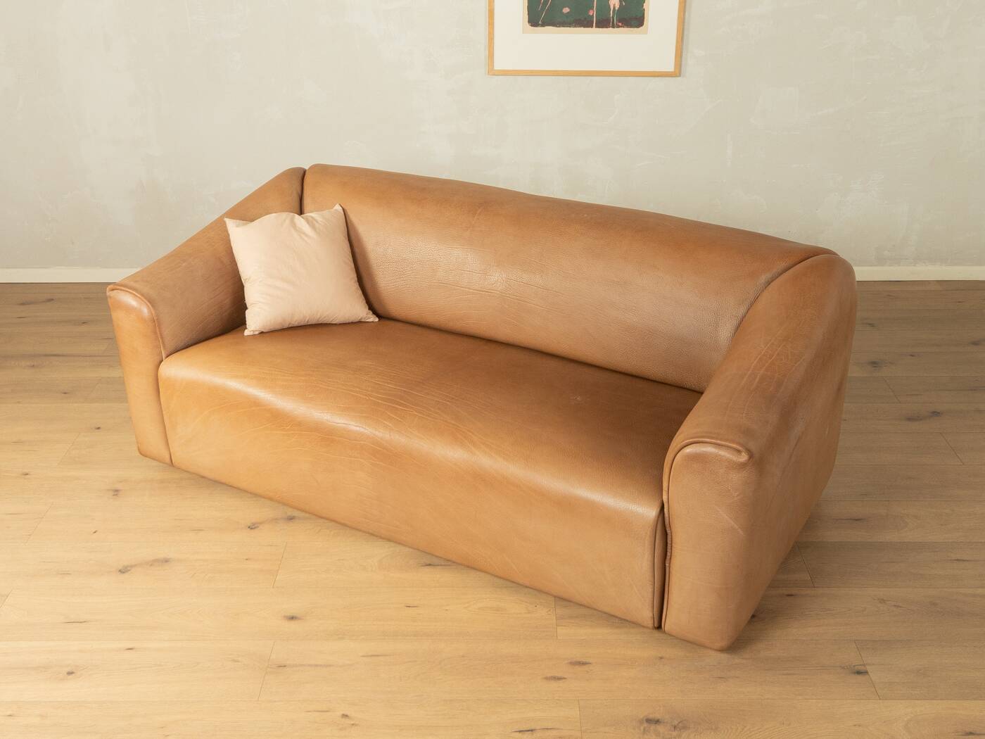 DS-47 three-seater sofa from the 1970s by de Sede in natural light brown nappa leather
