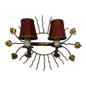 Golden foliage sun wall light from the 1960s.