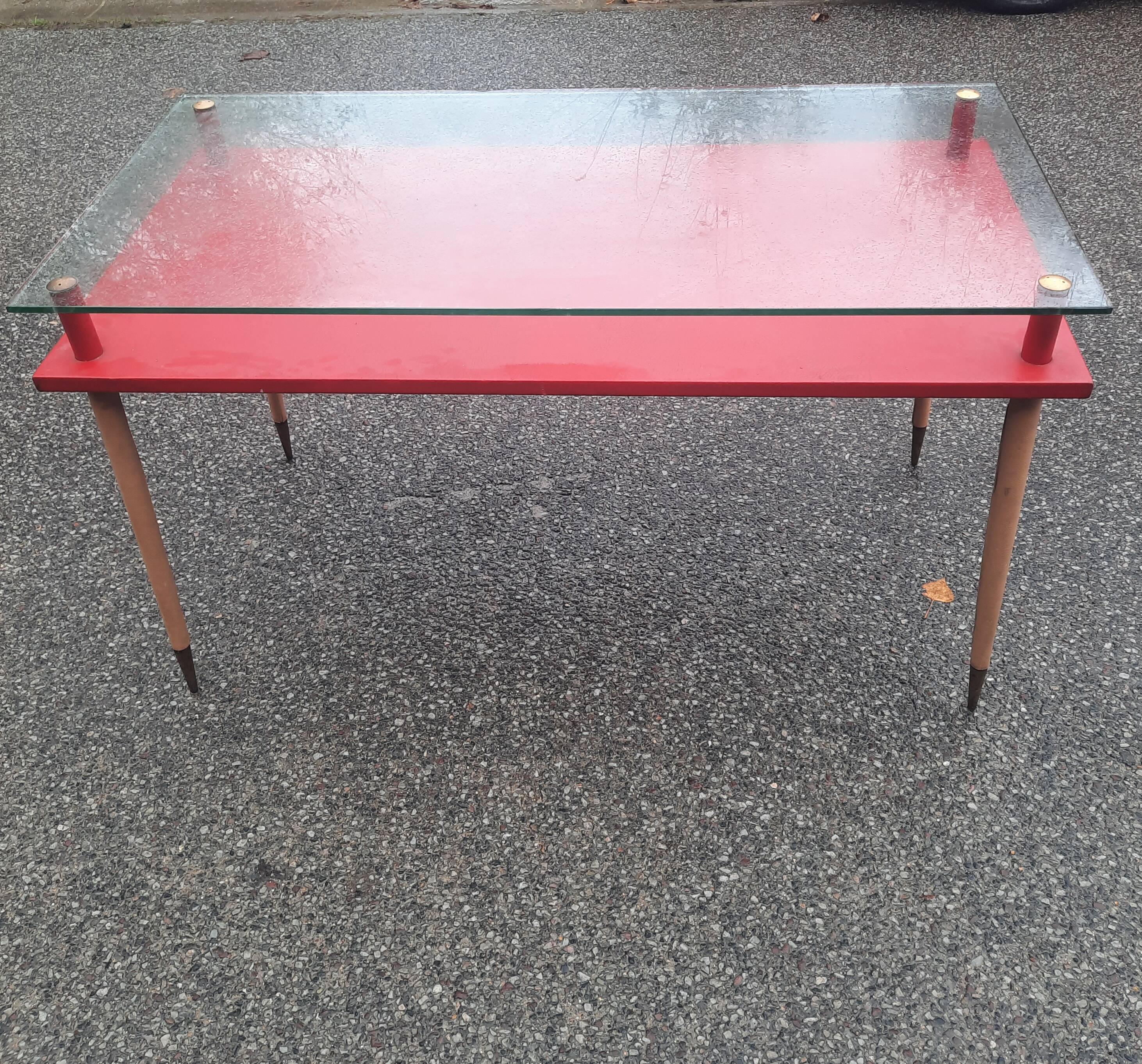 Vintage desk table with tapered legs
