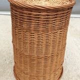 Vintage cylindrical rattan basket