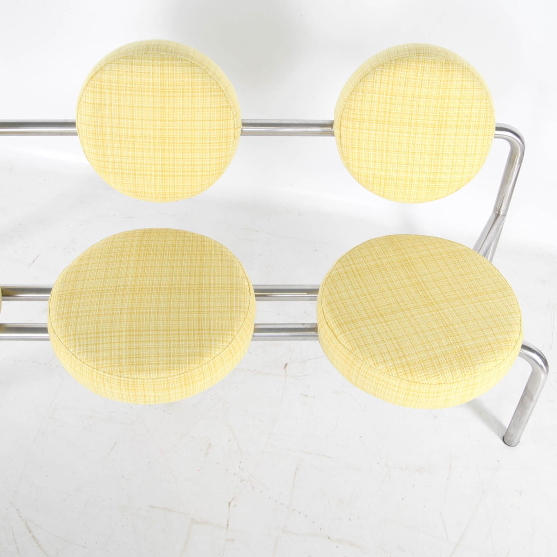 Chrome and fabric bench