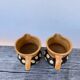 Duo of small Italian polka dot jars