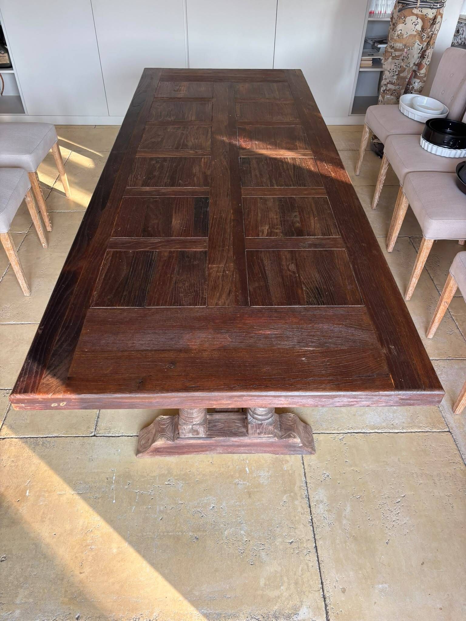 Large solid wood dining table